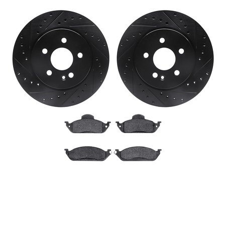 DYNAMIC FRICTION CO 8502-63067, Rotors-Drilled and Slotted-Black with 5000 Advanced Brake Pads, Zinc Coated 8502-63067